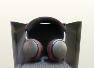 Noble FoKus Apollo Pro Hybrid True Wireless Headphone Review Noble FoKus Apollo Pro, Propped on Case