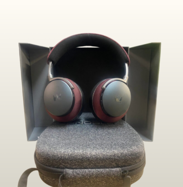 Noble FoKus Apollo Pro Hybrid True Wireless Headphone Review Noble FoKus Apollo Pro, Propped on Case
