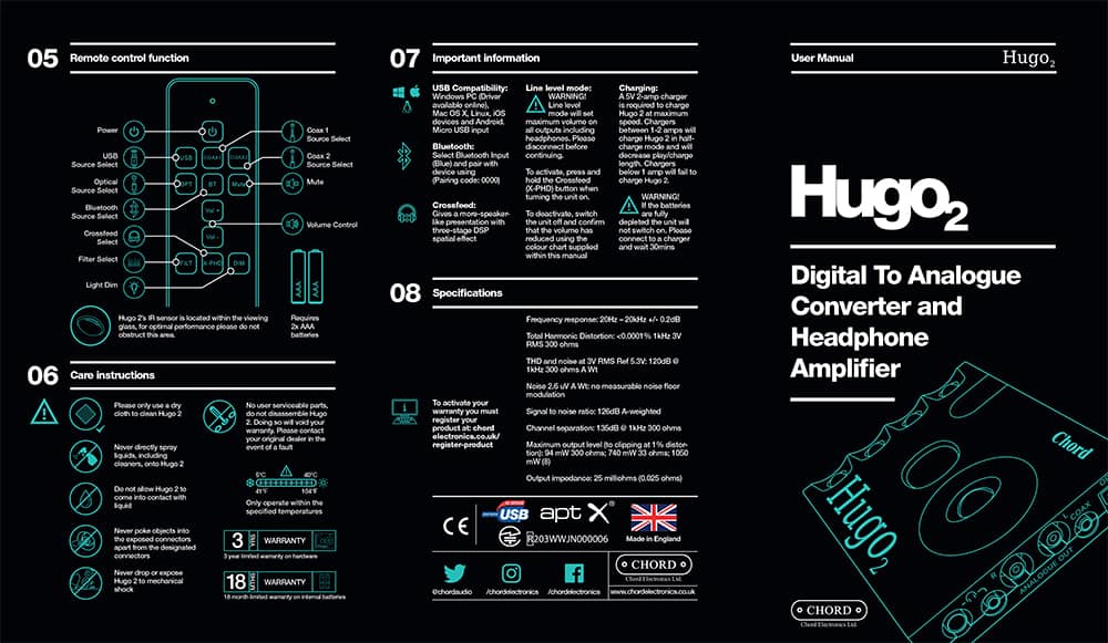 Chord Hugo 2 User Manual Page 2