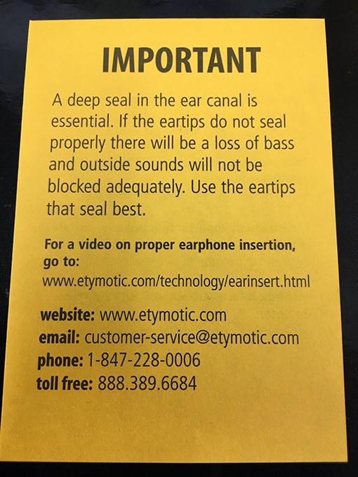 Etymotic reminds you that a proper seal means excellent sound in earphones