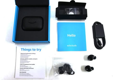 amazon echo buds box and accessories