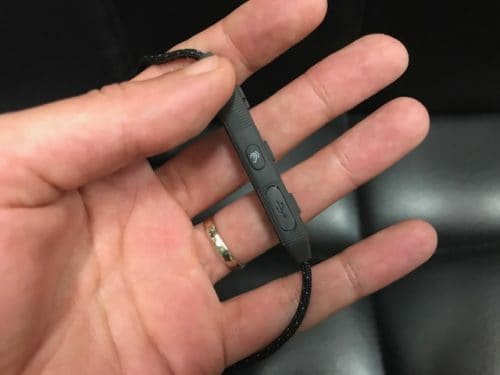 Under Armour Sport Wireless React by JBL Side view of remote control