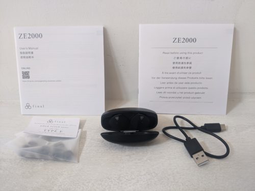Final Audio ze2000 earbuds, usbc, type E eartips, instruction manual, troubleshooting