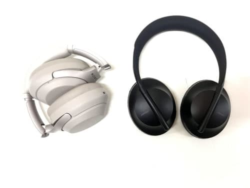 The Sony WH-1000XM3 folds, while the Bose 700 only swivels flat