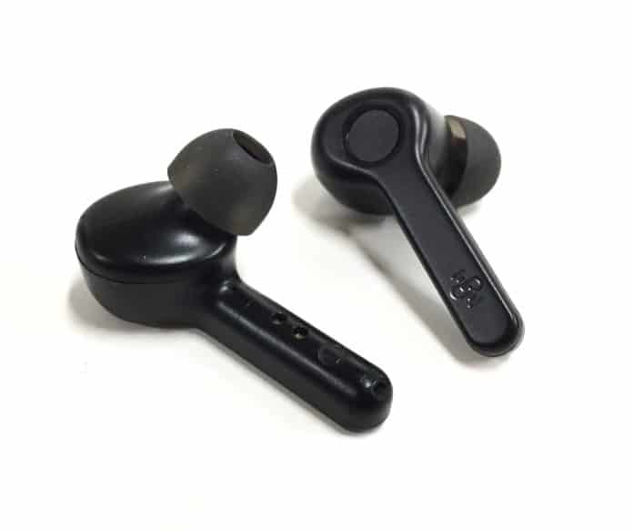 The Boltune True Wireless Stereo Earbuds, both of them, lying next to each other