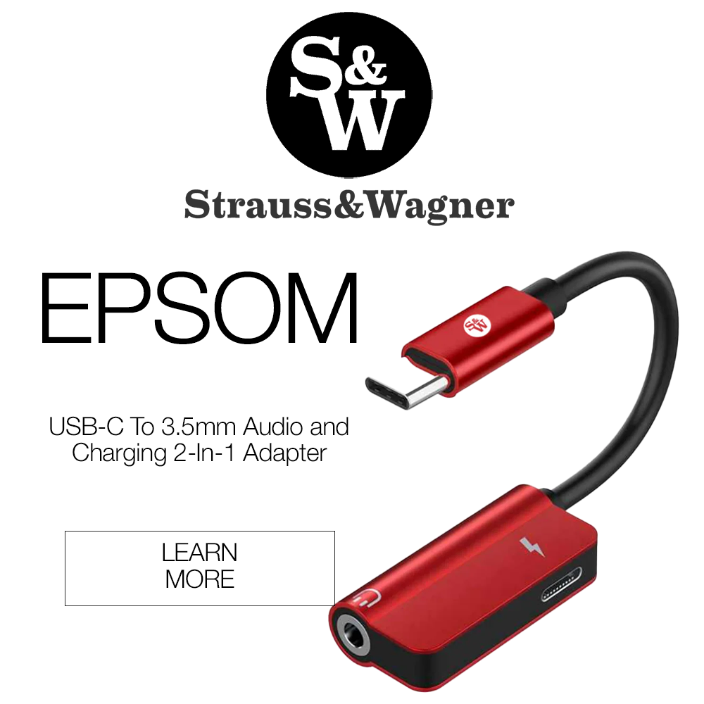 Versatile Audio and Charging Solution: Strauss & Wagner Epsom Type-C to 3.5mm and USB-C 2-in-1 Adapter