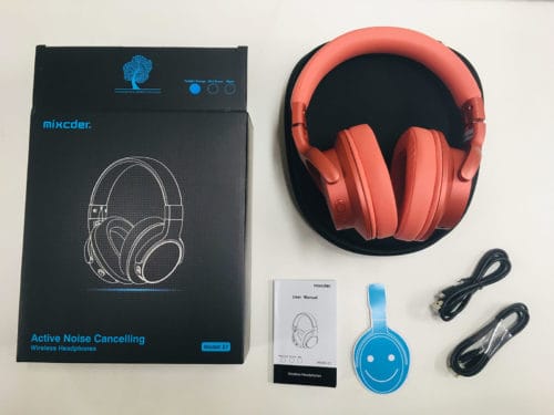 mixcder e7 active noise cancelling wireless headphones with box and accessories