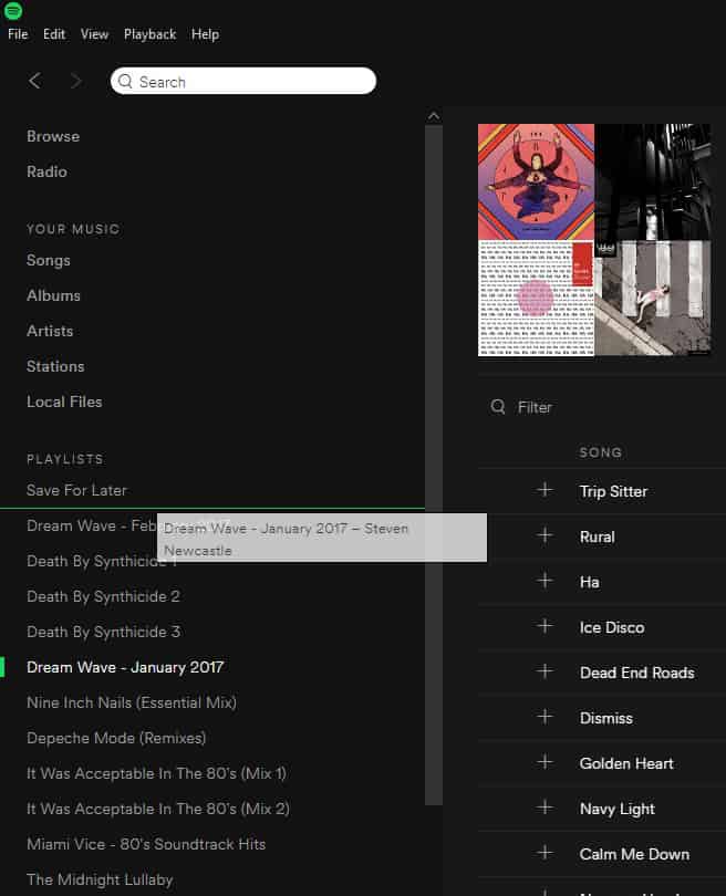 Organize your Spotify playlists. Just click and drag.